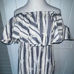 Misa Los Angeles blue and Ivory striped mini dress/tunic